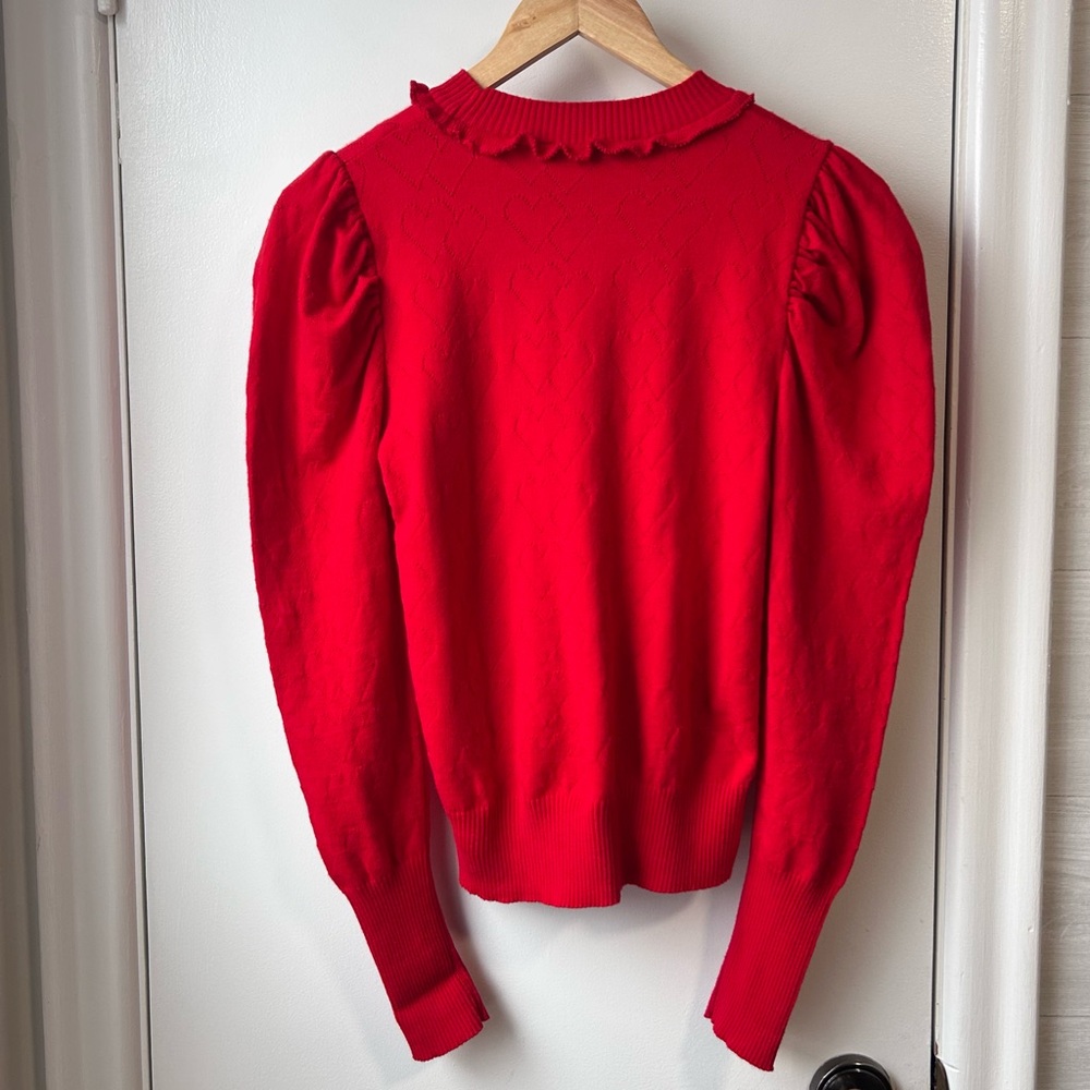 Nwt Rinascimento Puff Shoulder Heart Sweater Red - Picture 3 of 9
